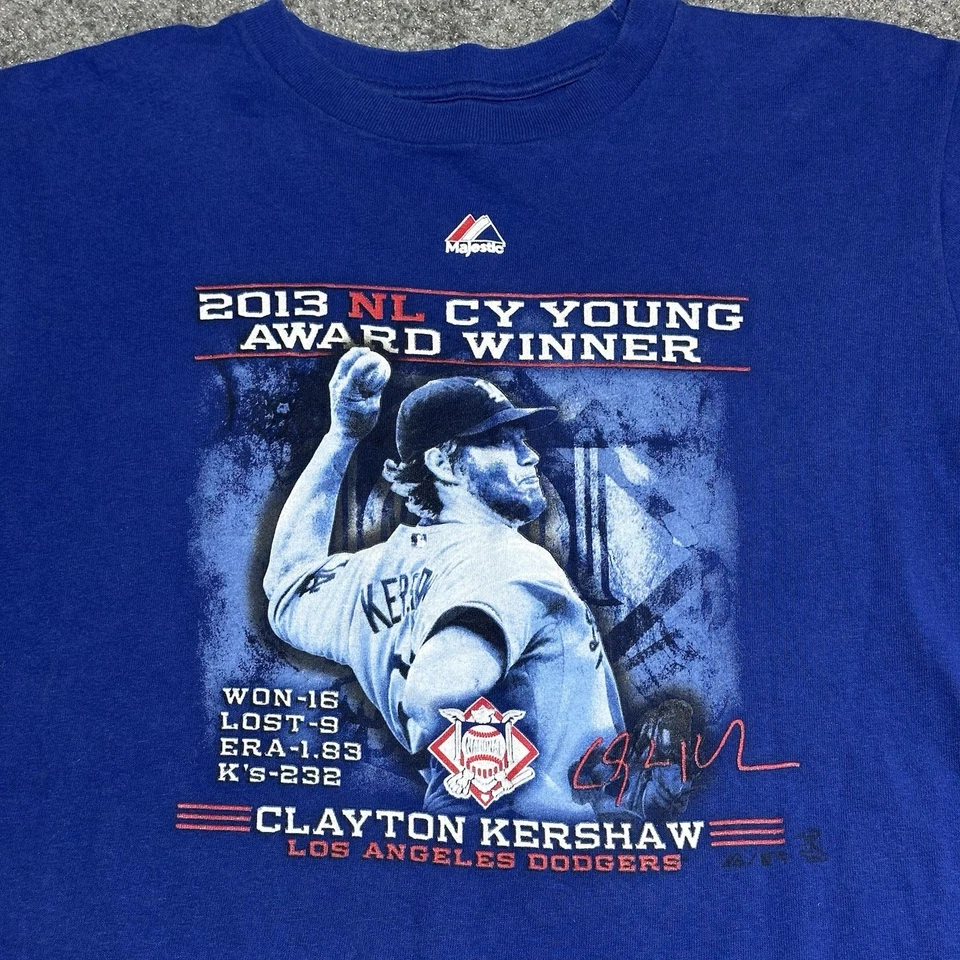 Camiseta juvenil Majestic MLB Clayton Kershaw CY Young Award Winner talla (Lg) Dodgers Foto 3 de 4