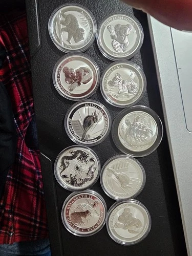 Various dates and types of Australian Silver Bullion Coins