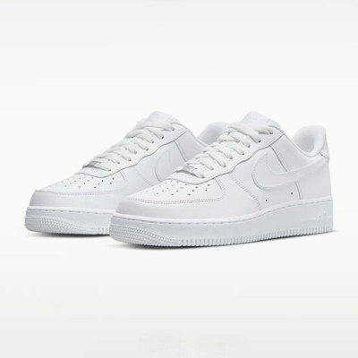 Nike Air Force 1 Low Top Men's White Leather Lace-Up Sneakers Rubber Sole