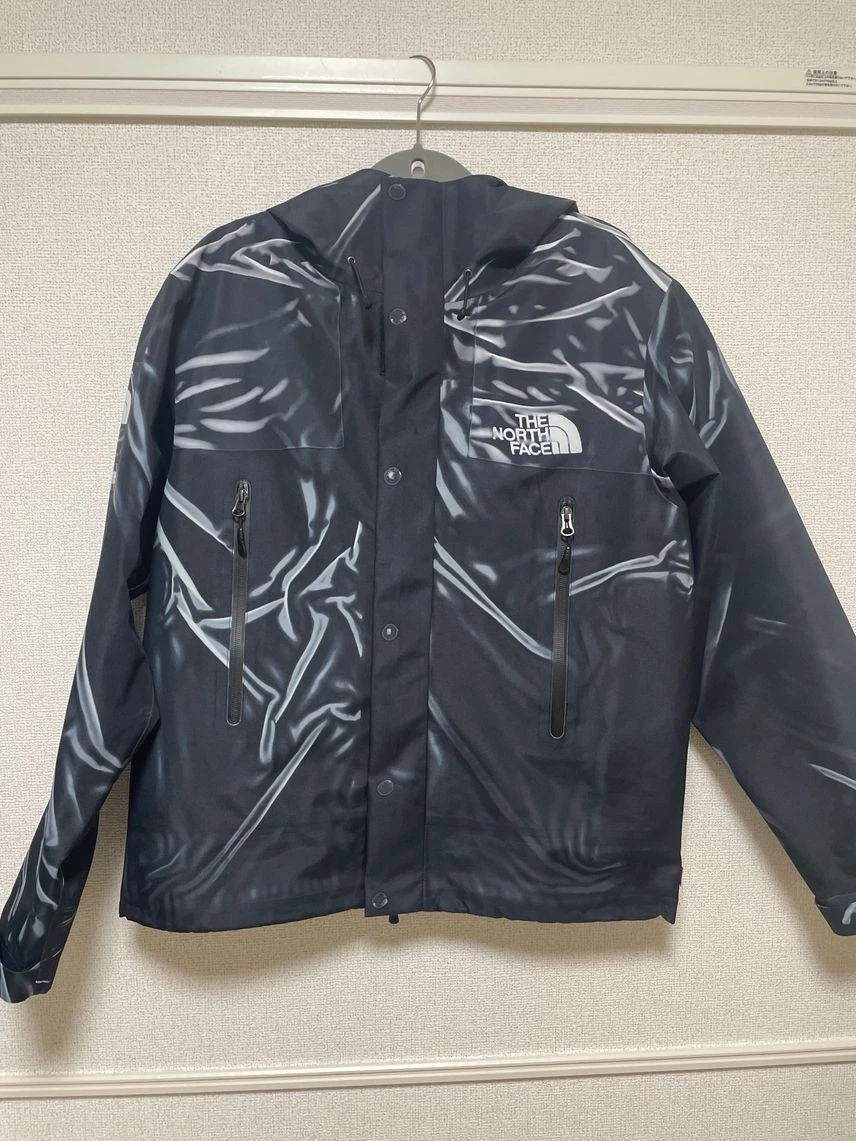 Veste noire Supreme / The North Face trompe loeil imprimé couture collée coquillage