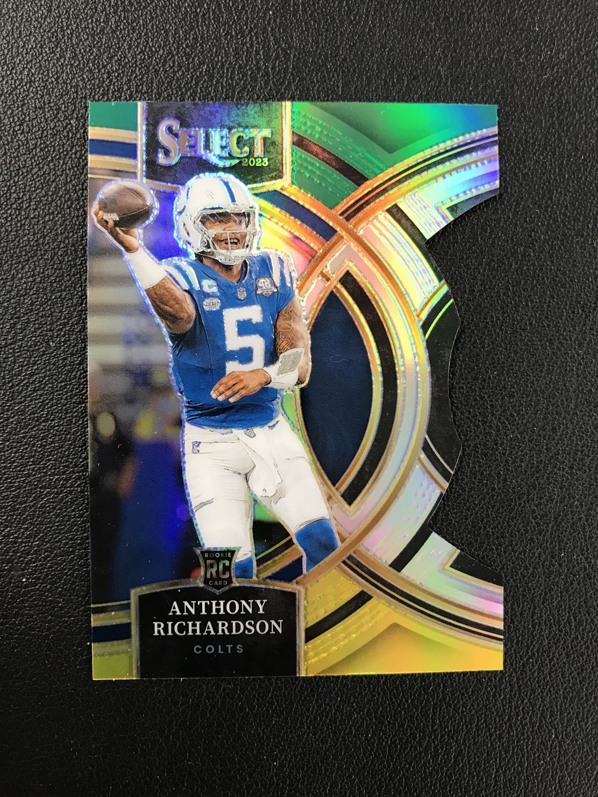 2023 Panini Select #117 Anthony Richardson Rookie Green & Yellow Prizm Die Cut