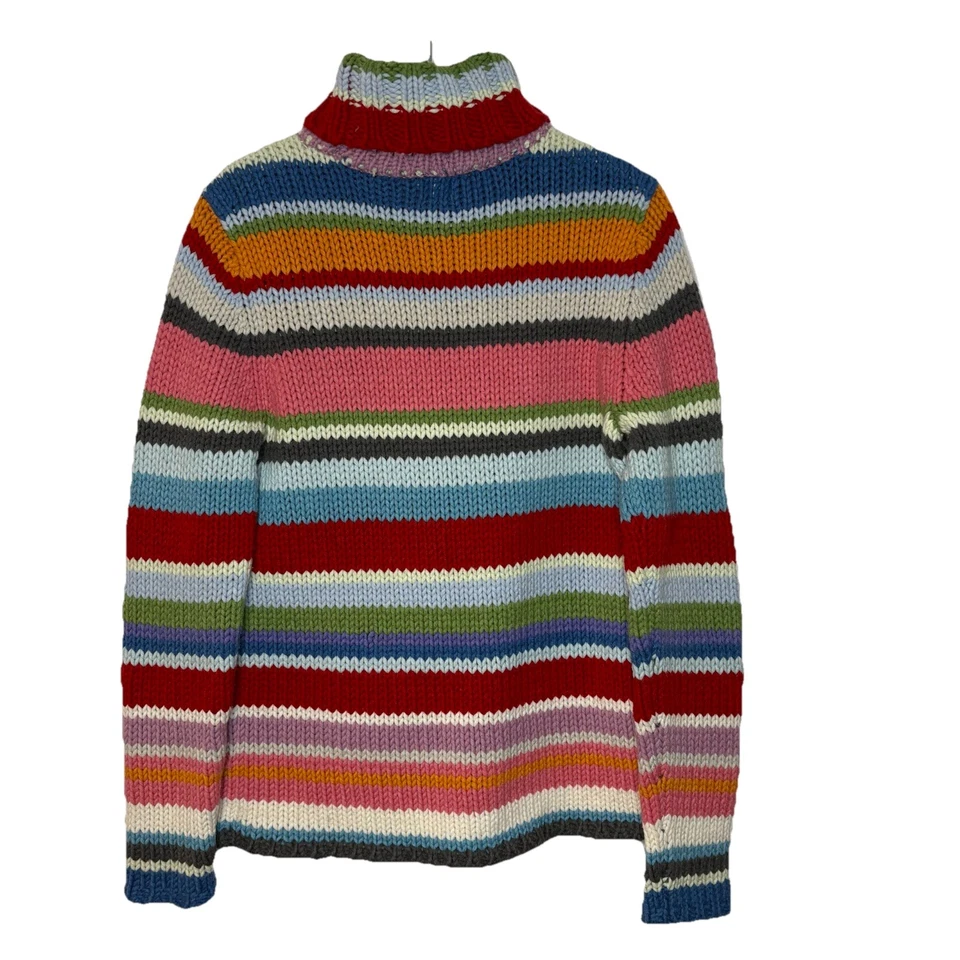 Suéter Gap listra arco-íris robusto gola alta 2000 férias vintage M Y2K - Imagem 2 de 4