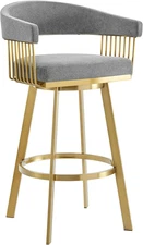 Chelsea 26" Swivel Counter Stool with Gold Brushed Stainless Steel and Anchor Gr