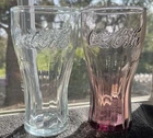 Vintage Coca-Cola Glasses Purple Clear Glass Libbey Embossed 16oz Excellent (2)