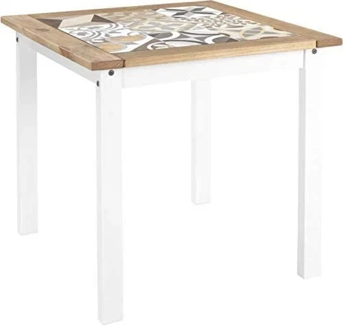 Salvador 1Plus2 Tile Top Dining Set, White, Wood, 2 Seater - Image 3 of 4