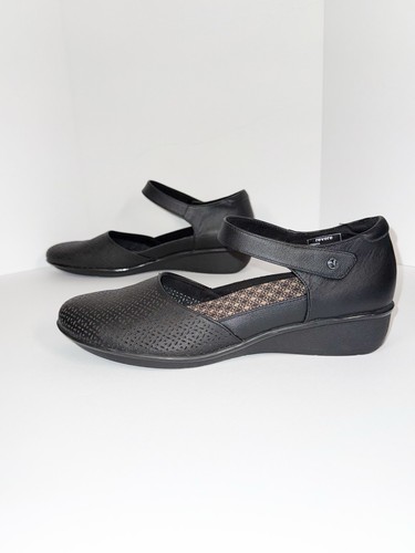 Scarpe comode REVERE Osaka Mary Jane mocassino in pelle nero cuscino orto largo 12 - Foto 15 di 15