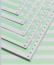 Continuous Computer Paper, 14 7/8 x 11, 1-Part, 92 Bright, 20 lb, 1/2" Green Bar