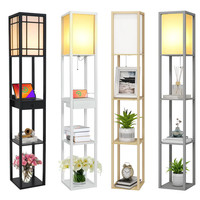 LED Shelf Floor Lamp Wooden Storage Standing Light Reading Living Room Office UK