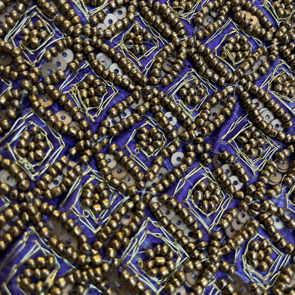 Vintage Hand Made Polti Copper Bead and Sequin Drawstring Bag Satchel Beautiful - Image 2 of 4