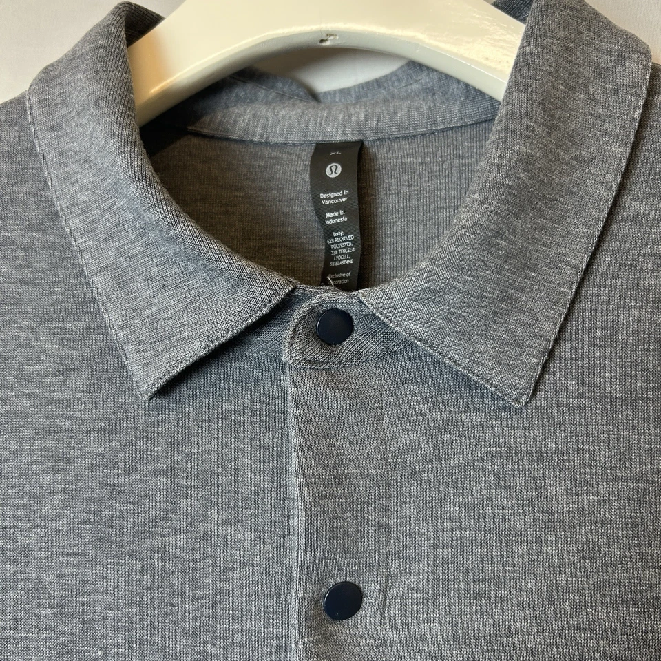 Lululemon Shirt Mens XLarge Gray Overshirt Button Down Soft Knit Zip Pockets - Image 3 of 4