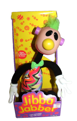 NIB VINTAGE 1990'S JIBBA JABBER ERTL NOISE MAKER PLAY MOHAWK TOY W/BOX 12'' TALL