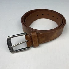 Columbia Men’s Size 46 Belt Leather Brown Basic Casual Silver Buckle Logo Hiking