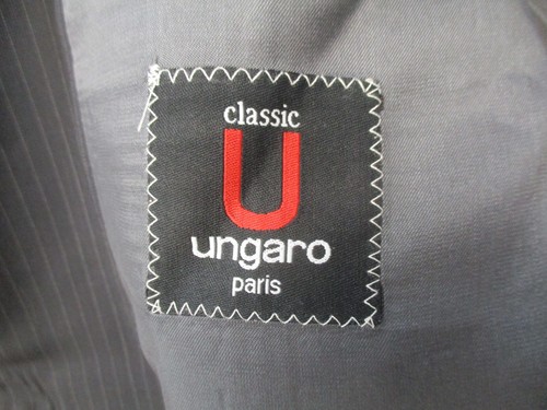 Ungaro Blazer Mens 42 R Black Striped 100% Wool 3 Button Jacket Coat - Picture 4 of 10