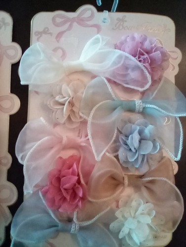 New 2 pk 20 BOW & FLOWER Pastel Hair Clips for Girls • BOW FANCY Danbar • Tulle - Picture 16 of 24