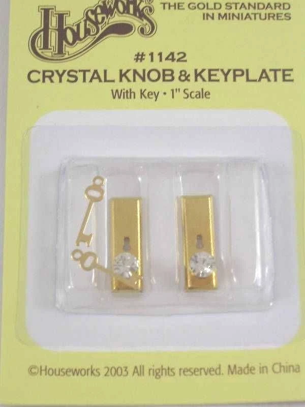 Crystal Door Knob Handles 1/12 scale dollhouse 1142 1 pair metal Houseworks
