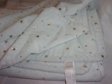Zara Home Baby Blanket Security gold stars White Plush Lovey 28x40"