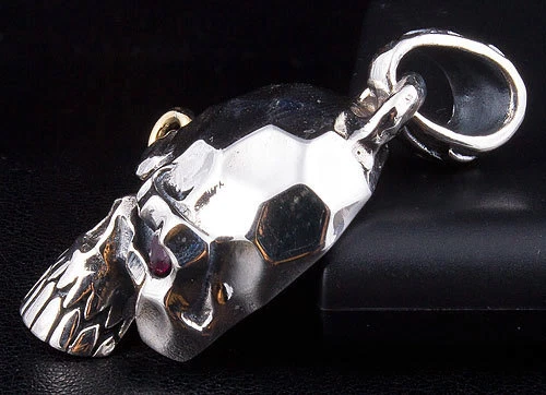 РУБИНОВЫЙ ПАНК ЧЕРЕП 925 ПРОБЫ МУЖСКОЙ КУЛОН ДЛЯ ЦЕПИ ОЖЕРЕЛЬЕ СТИМПАНК - Изображение 4 из 4