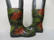 Sloggers Multi Color Floral Rubber Mid Calf Garden Rainboots Womens Size 7 USA