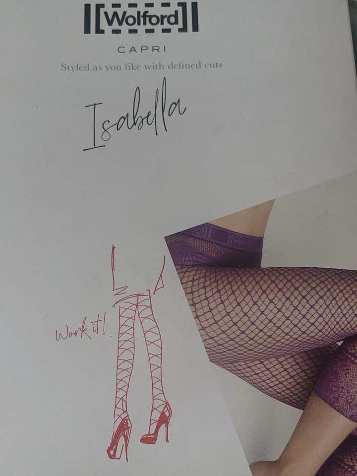 $67 Nuevo XS Wolford Red Capri Isabella Medias Negras Medias Foto 4 de 4