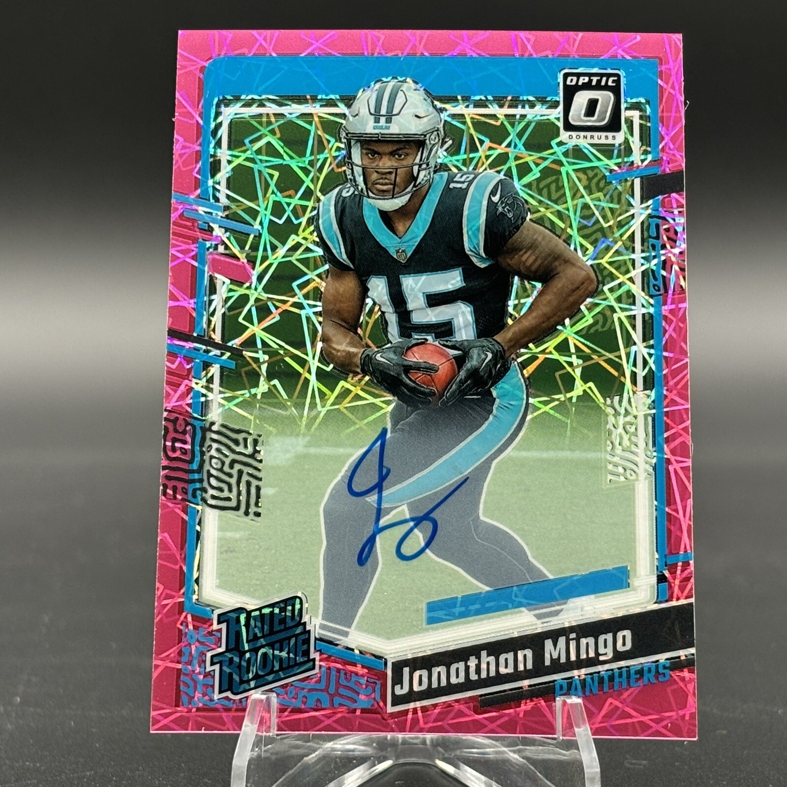 2023 Donruss Optic Football Jonathan Mingo #215 RC Pink Velocity Prizm Auto /50