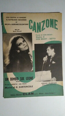 ORIGINAL SHEET MUSIC ADRIANO CELENTANO MILVA SONG UN BIMBO SUL LEONE CLAN
