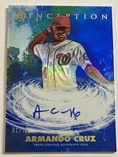 2021 Bowman Inception Baseball Primordial Prospect Auto Blue Armando Cruz /75 RC