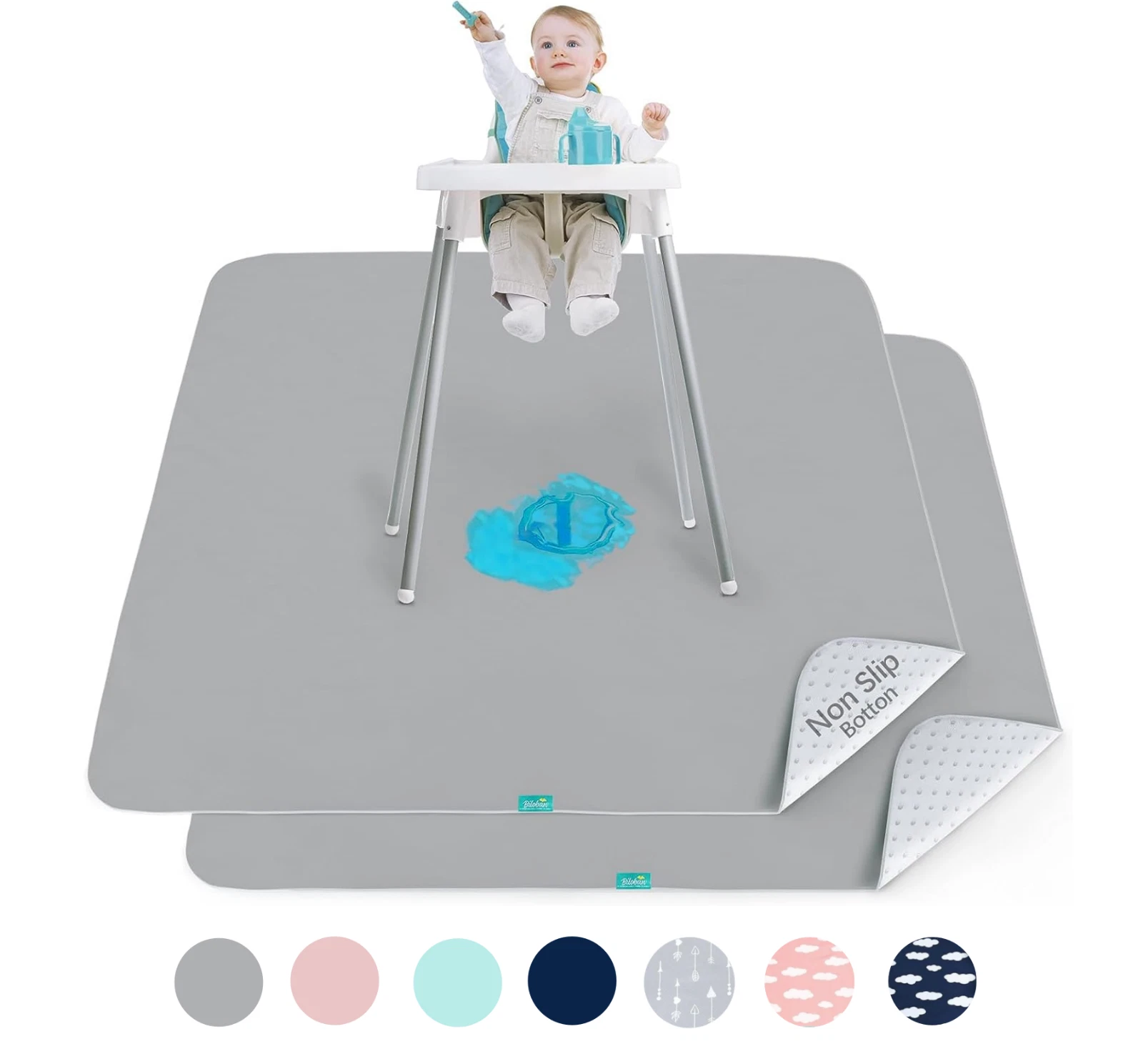Splat Mat for Under High Chair&Arts&Crafts Waterproof Play Mat 2 Pack 42"x46"
