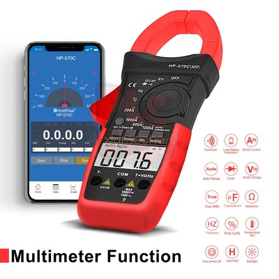 APP Digital Clamp Meter DC Current 4000 Counts AC/DC Volt 1000A Handheld Tester