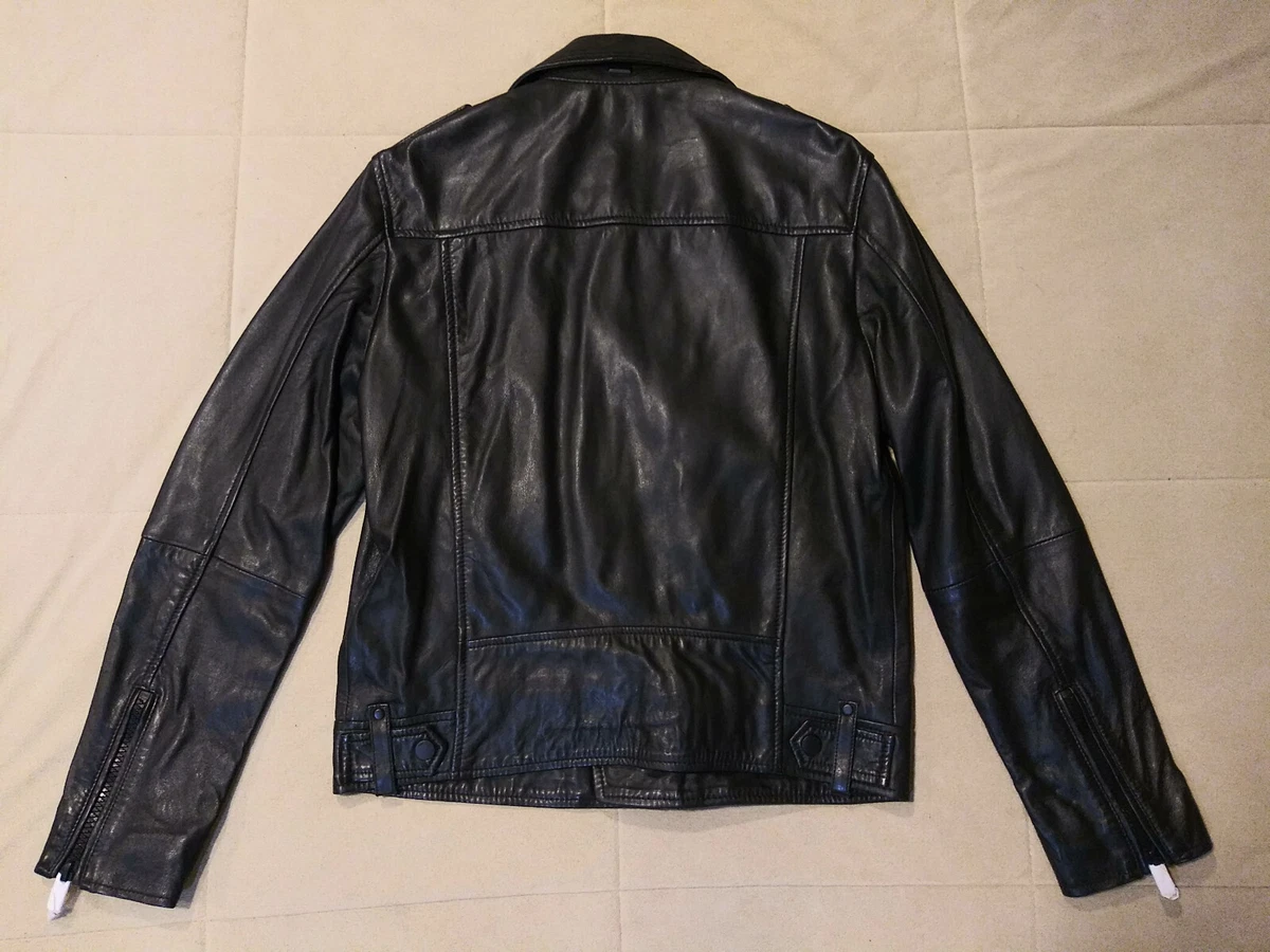 Mango man hot sale leather biker jacket