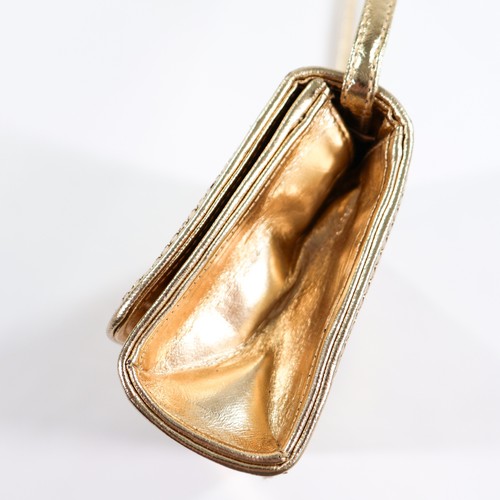 Vintage Whiting & Davis Mesh Gold Leather Handbag Shoulder Bag Clutch Purse EUC - Picture 5 of 10
