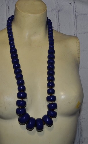 Kenneth Jay Lane KJL Blue Round Disc Graduated Necklace original box - Picture 3 of 9