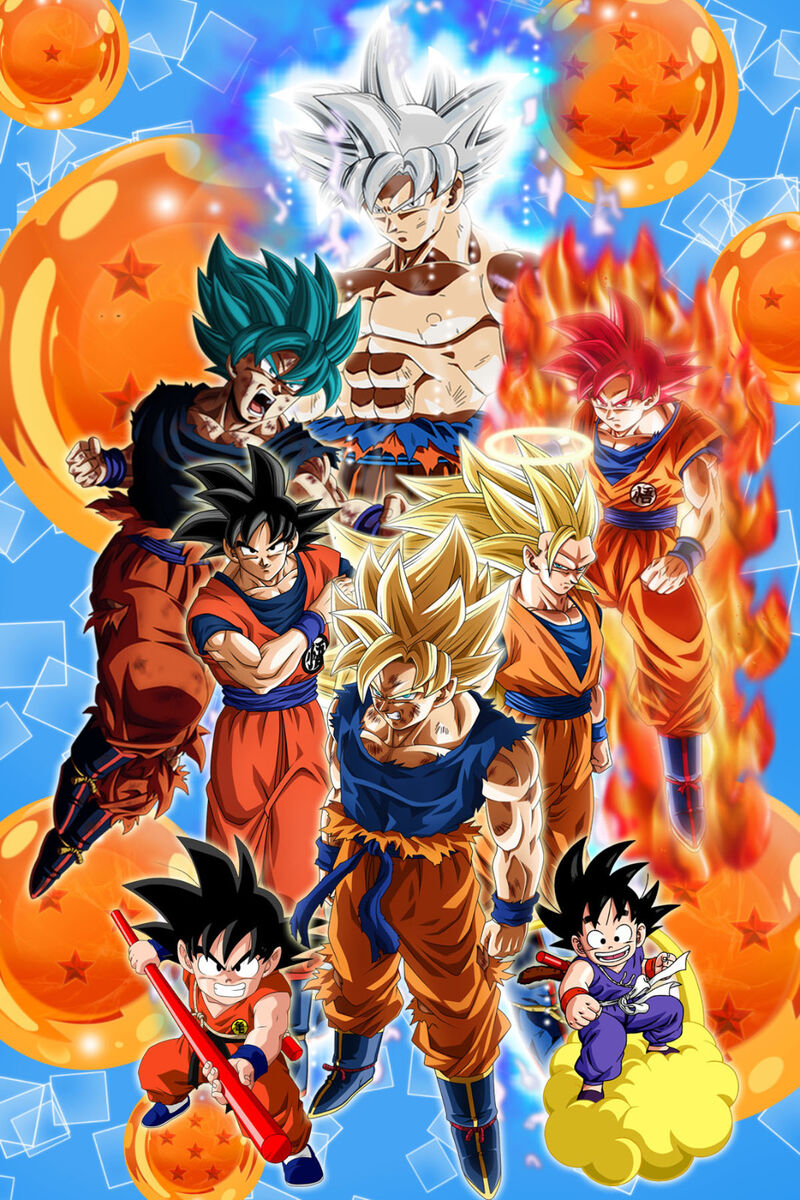 Dragon Ball Z/Super Poster Goku from SSJ to Ultra 12in x 18in Free Shipping