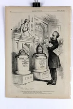Authentic 1875 Wood Engraving Home Rule Question by Thomas Nast RARE!