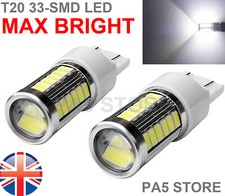 2x T20 LED BULBS 7443 33-smd BRIGHT W21/5W WHITE BRAKE TAIL REVERSE LIGHTS 12v/