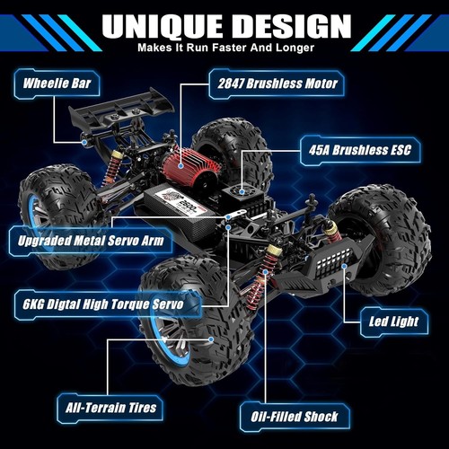 Upgraded RC Monster Truck - 1:10 Scale Off-Road Buggy with Dual Shells & Shocks - Picture 10 of 11