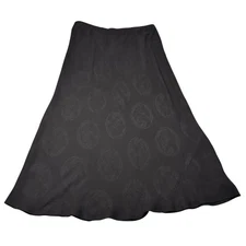 Citron Santa Monica Silk Midi Skirt Sz.XL Black Whimsigoth Feminine Flowy Y2K