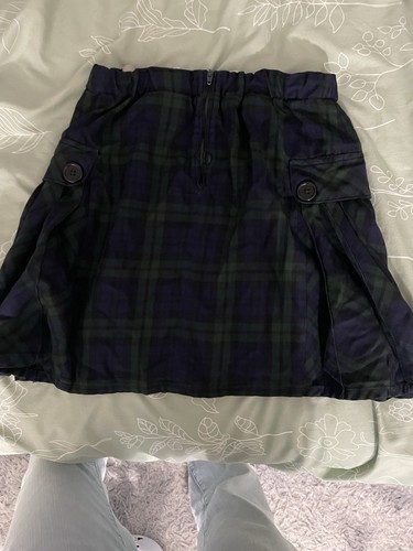 Blue and green plaid pleated mini skirt - Picture 2 of 2