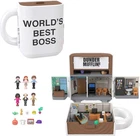 Polly Pocket x The Office Best Boss Mug Compact, Dunder Mifflin Character Set