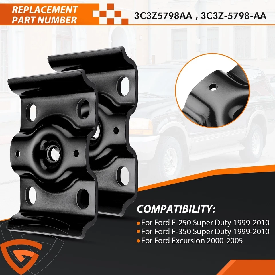 2 para Ford F-250 F-350 Super Duty eixo traseiro mola U parafuso placa suporte 1999-10 - Imagem 3 de 4