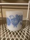Vintage Glasbake Blue Chicken Milk Glass Mug