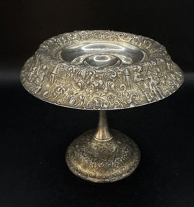 Rare Antique Victorian Barbour Silver Plate Repouse Aesthetic Tazza Centerpiece
