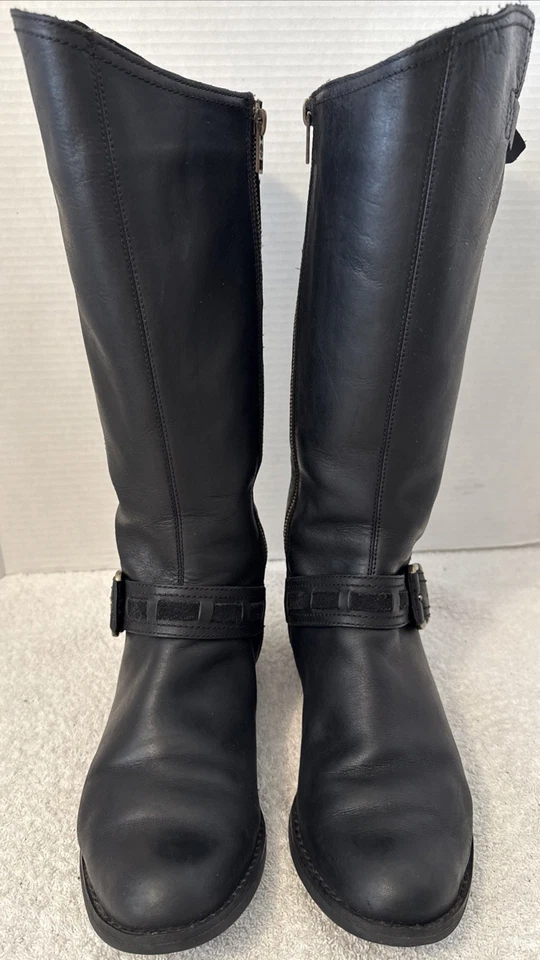 Timberland Women’s Black Leather Anti-Fatigue Tall Zip Riding Boots Sz 8.5 8549R - Image 2 of 4
