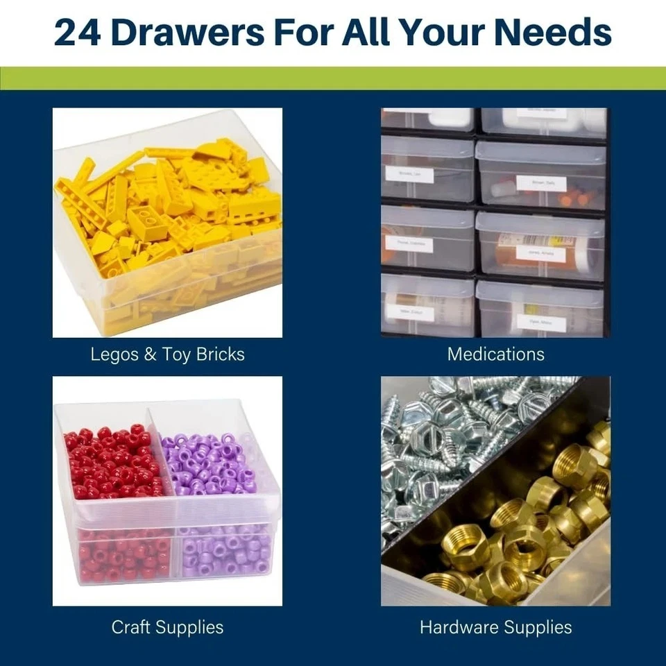 24-Drawer Plastic Small Parts Storage Cabinet Organizer Box for Hardware Craft - Image 3 of 4