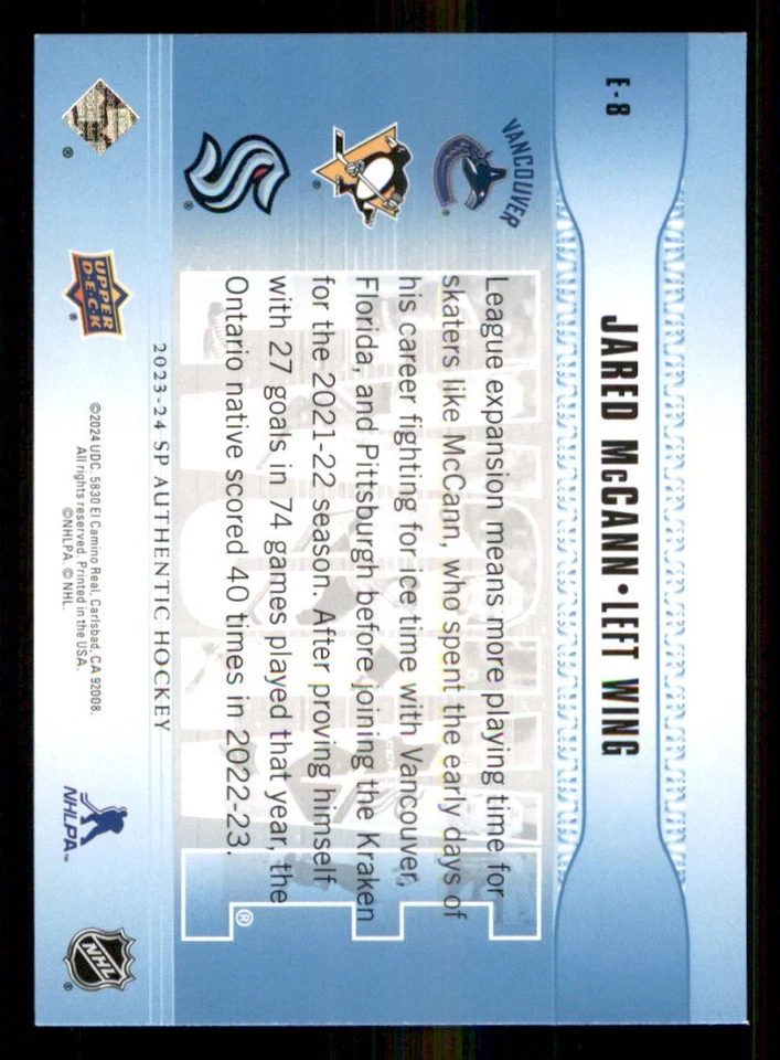 2023-24 SP Authentic Evolve Blue #E8 Jared McCann - Image 2 of 2