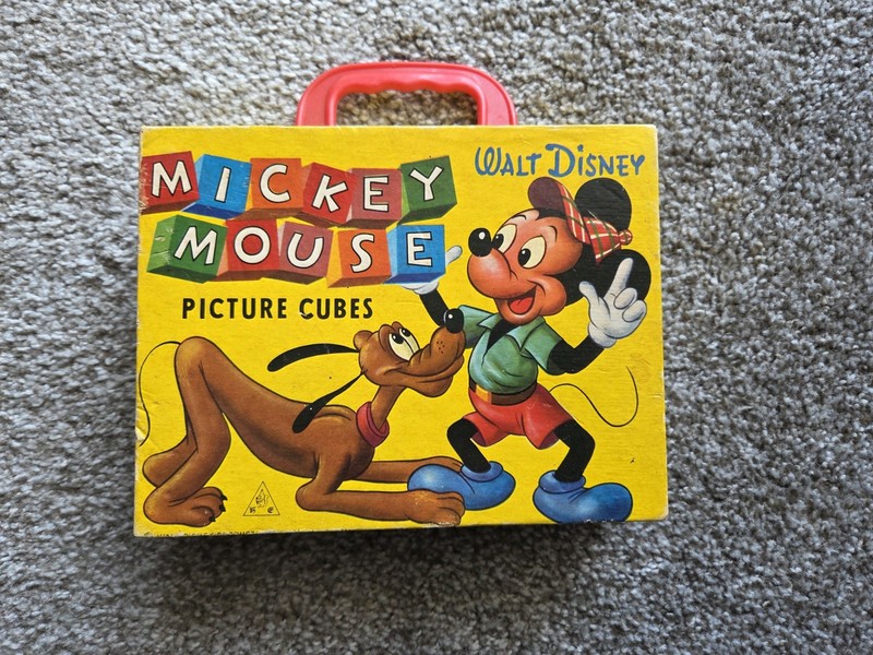 Vintage Walt Disney Productions Mickey Mouse Picture Cubes Blocks Puzzle Germany