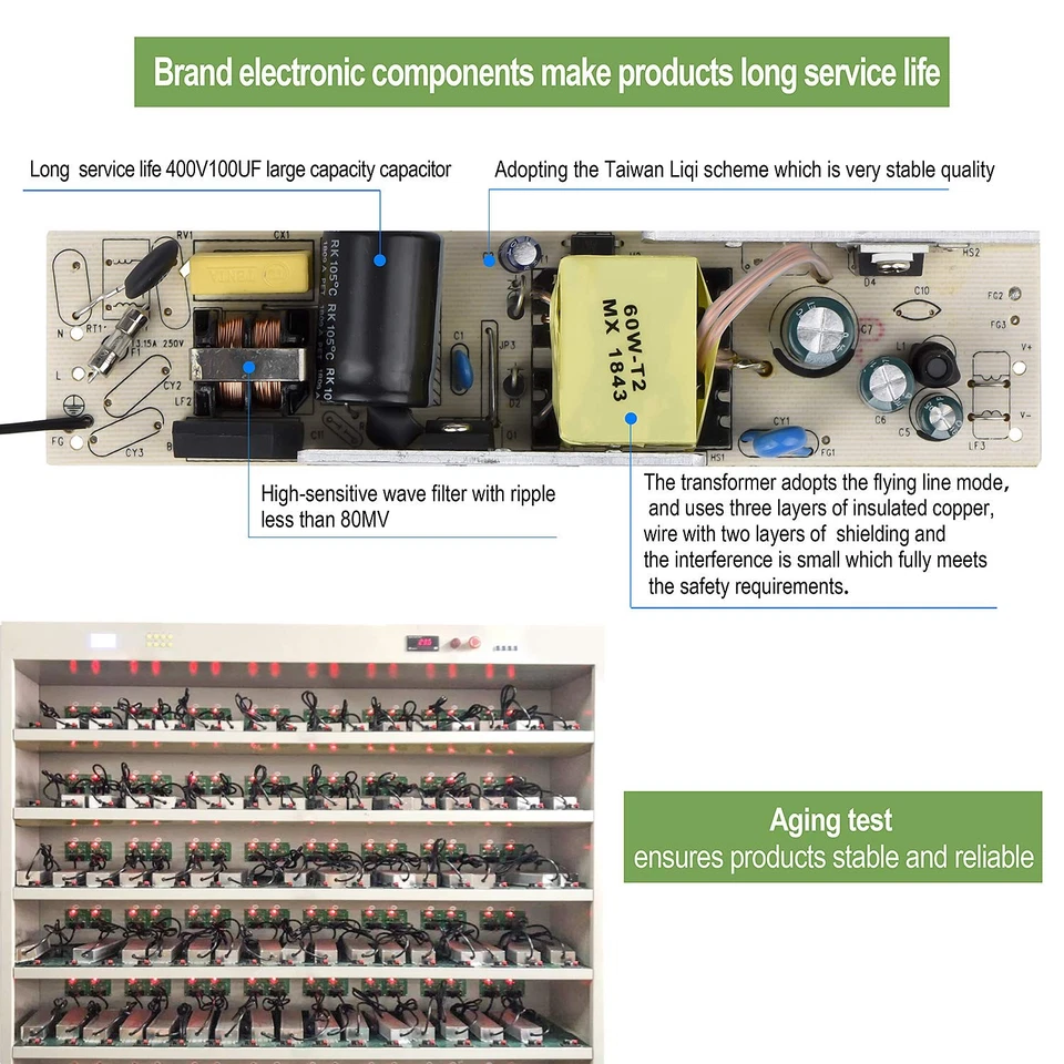 LED Driver 60 Watts Waterproof IP67 Power Supply Transformer Adapter 100V-265... - Image 3 of 4