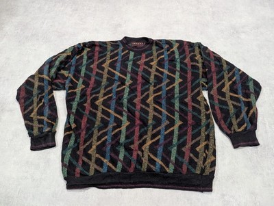 Vintage Tundra Pullover Herren L Wolle Canada Zick Zack Geo Retro Sweater Strick 90er Abstrakt