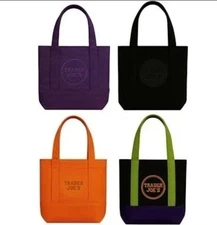 Trader Joe's Mini Halloween Canvas Tote Bag Set Of 4 RARE LIMITED In Hand New