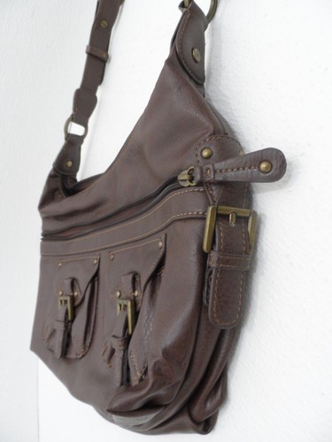 Liz Claiborne Brown Faux Leather Handbag Purse 13" x 8.5" x 4" - VGC - Picture 6 of 10