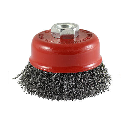 Timco Drill Cup Brush Abrasive Remove Paint Dust Dirt Crimped Steel Wire 25-70mm - Picture 1 of 4